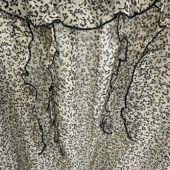 NAF NAF Paris Blouse– Size 40 
Sheer | Ruffle Detail | Black & White Abstract - Picture 4 of 4